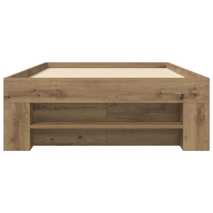 Cadru de pat cu depozitare cu raft Stejar artizanal 80 x 200 cm WALTI