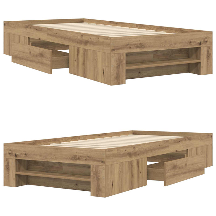Cadru de pat cu depozitare cu raft Stejar artizanal 80 x 200 cm WALTI