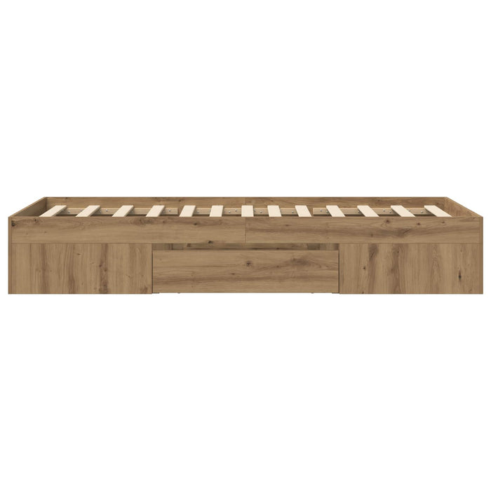 Cadru de pat cu depozitare cu raft Stejar artizanal 80 x 200 cm WALTI