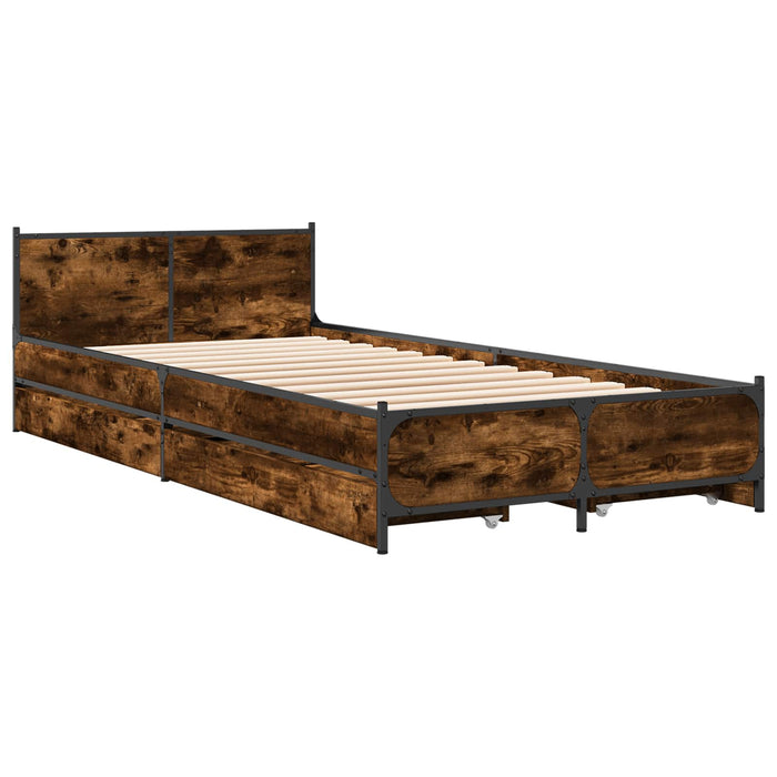 Cadru de Pat cu Tăblie cu sertar Stejar fumuriu 80 x 200 cm WALTI