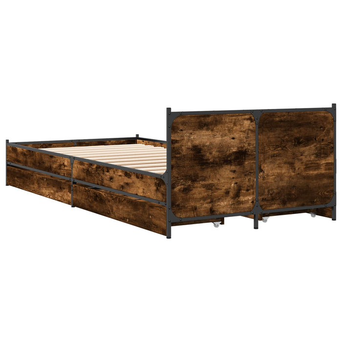 Cadru de Pat cu Tăblie cu sertar Stejar fumuriu 80 x 200 cm WALTI
