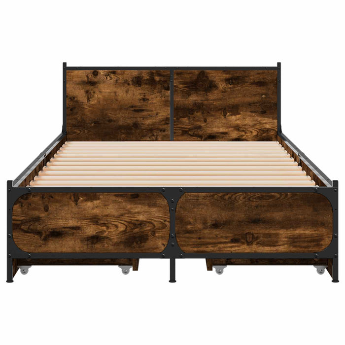 Cadru de Pat cu Tăblie cu sertar Stejar fumuriu 80 x 200 cm WALTI