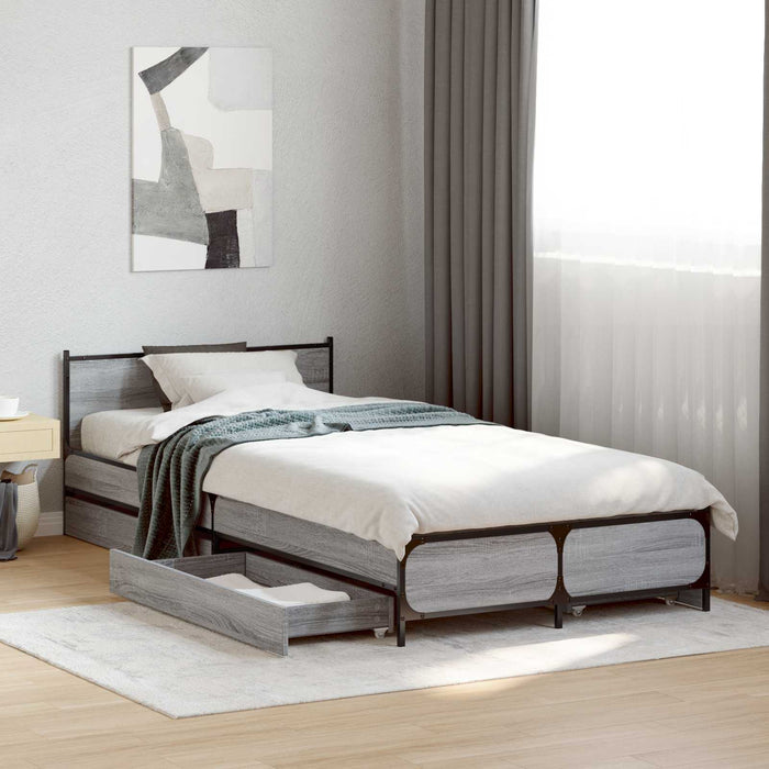 Cadru de Pat cu Tăblie Sonoma gri 80 x 200 cm Lemn prelucrat WALTI