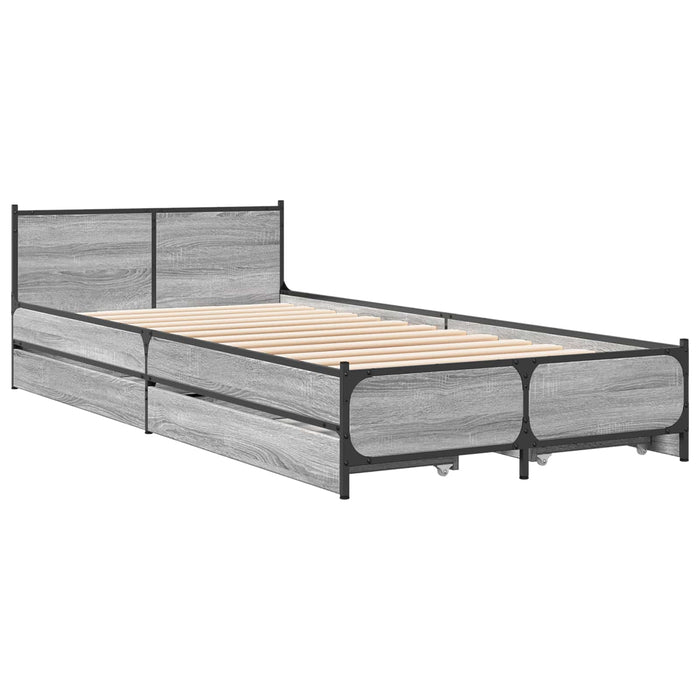 Cadru de Pat cu Tăblie Sonoma gri 80 x 200 cm Lemn prelucrat WALTI