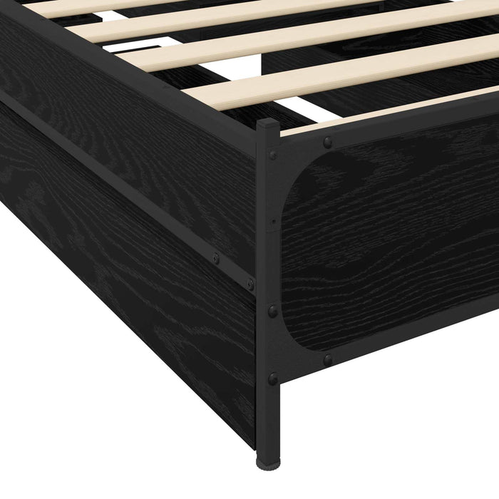 Cadru de Pat cu Tăblie Stejar Negru 80 x 200 cm Lemn prelucrat WALTI