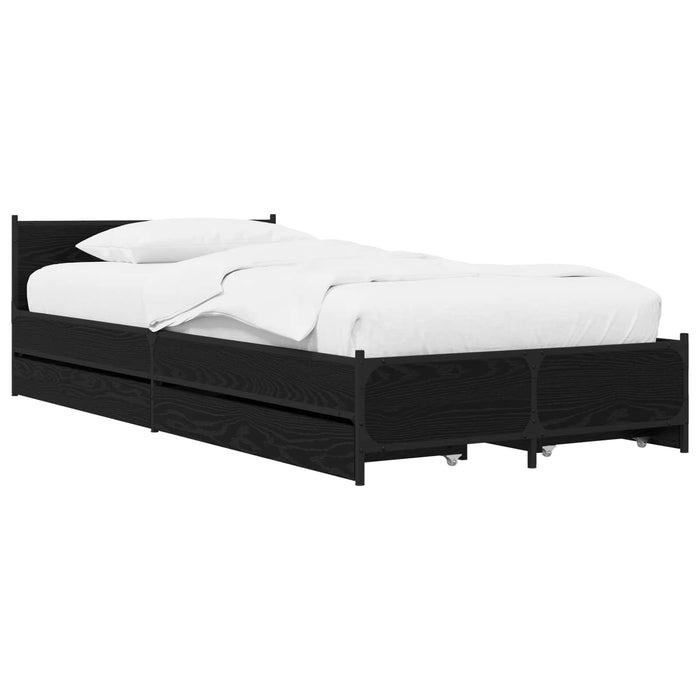 Cadru de Pat cu Tăblie Stejar Negru 80 x 200 cm Lemn prelucrat WALTI
