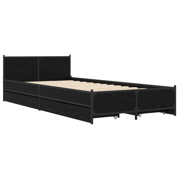 Cadru de Pat cu Tăblie Stejar Negru 80 x 200 cm Lemn prelucrat WALTI