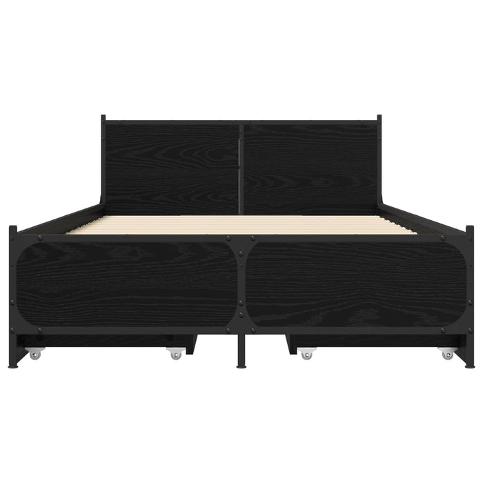 Cadru de Pat cu Tăblie Stejar Negru 80 x 200 cm Lemn prelucrat WALTI