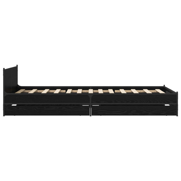 Cadru de Pat cu Tăblie Stejar Negru 80 x 200 cm Lemn prelucrat WALTI