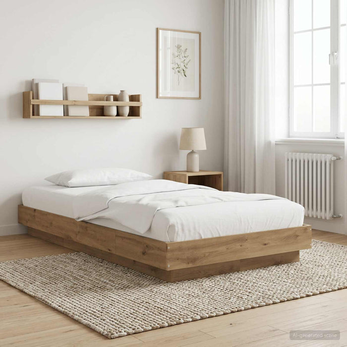 Cadru de pat la sol Stejar artizanal 80 x 210 cm Lemn prelucrat WALTI