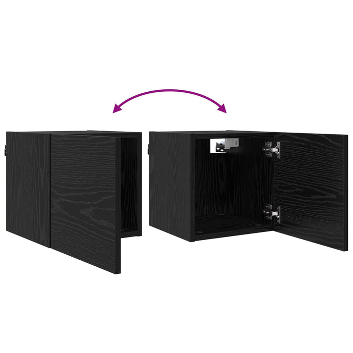 Dulap TV montat pe perete 4 pcs Stejar Negru 30,5 x 30 x 30 cm - WALTI WALTI