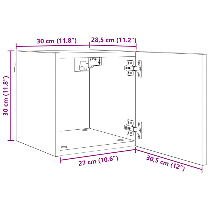 Dulap TV montat pe perete 4 pcs Stejar Negru 30,5 x 30 x 30 cm - WALTI WALTI
