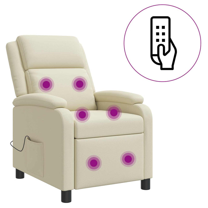 Reclinabil cu masaj Crem Piele artificială WALTI