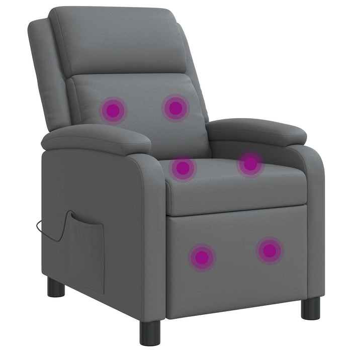Reclinabil cu masaj Gri Piele artificială WALTI