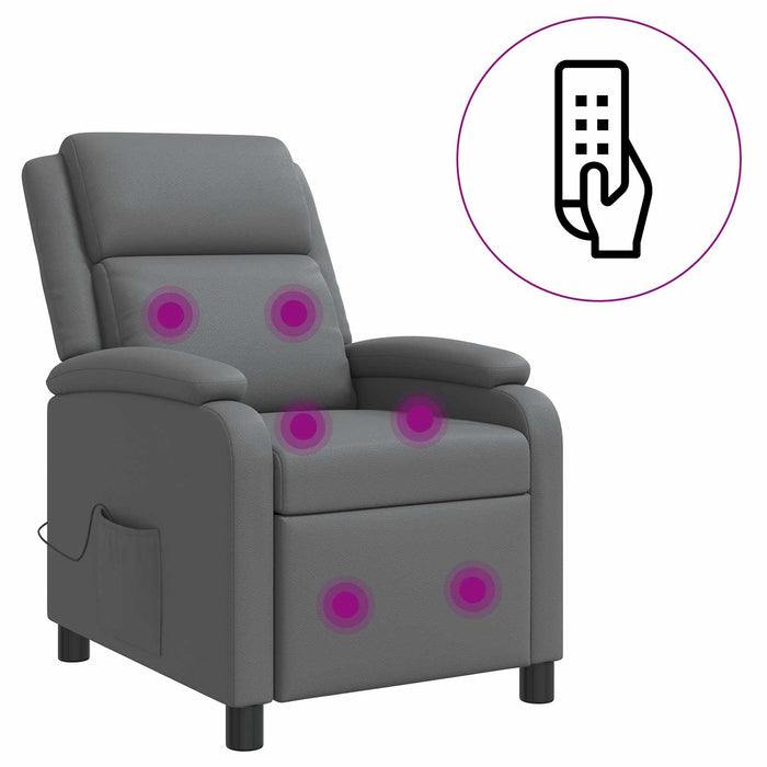 Reclinabil cu masaj Gri Piele artificială WALTI