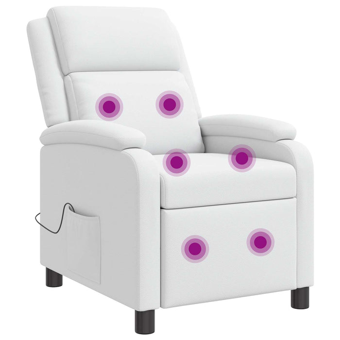 Reclinabil cu masaj Alb Piele artificială WALTI
