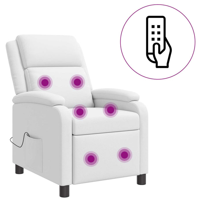 Reclinabil cu masaj Alb Piele artificială WALTI