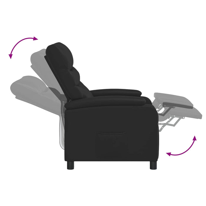 Fotoliu reclinabil Negru Piele artificială WALTI