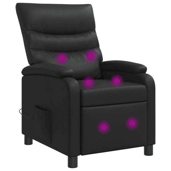 Reclinabil cu masaj Negru Piele artificială WALTI