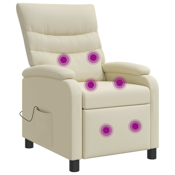 Reclinabil cu masaj Crem Piele artificială WALTI