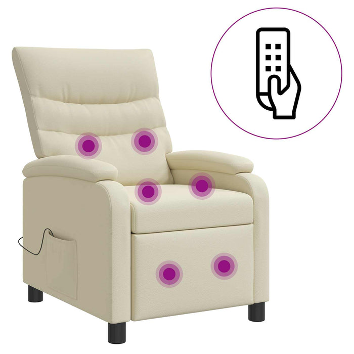Reclinabil cu masaj Crem Piele artificială WALTI