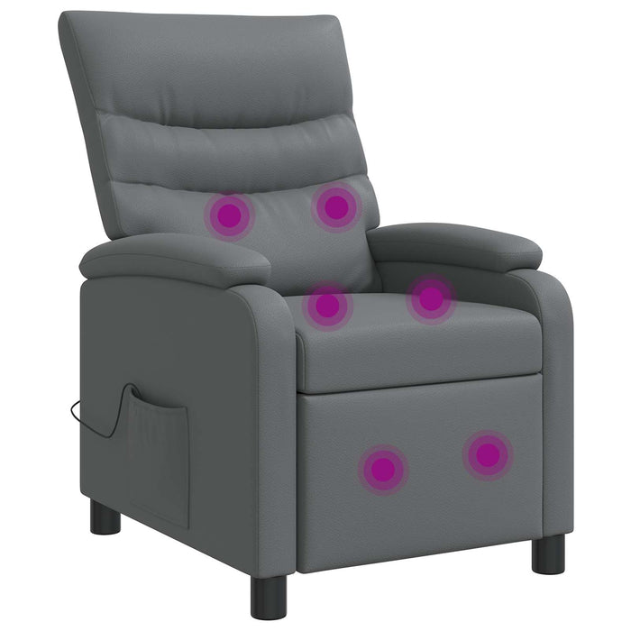 Reclinabil cu masaj Gri Piele artificială WALTI