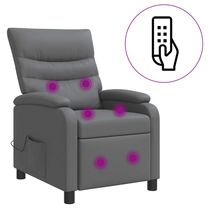 Reclinabil cu masaj Gri Piele artificială WALTI