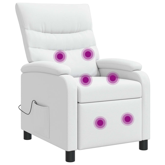 Reclinabil cu masaj Alb Piele artificială WALTI