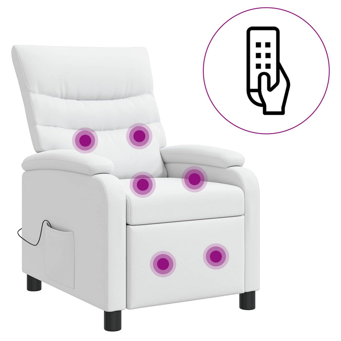 Reclinabil cu masaj Alb Piele artificială WALTI