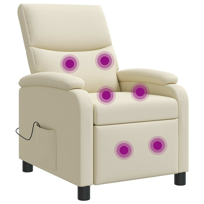 Reclinabil cu masaj Crem Piele artificială WALTI