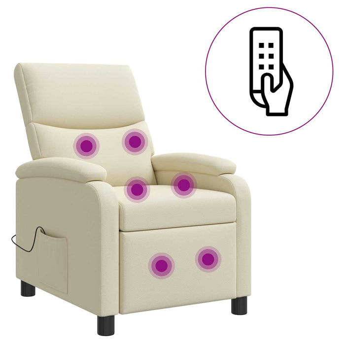 Reclinabil cu masaj Crem Piele artificială WALTI