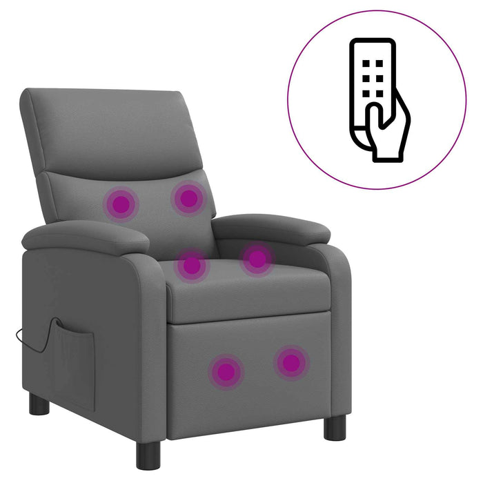Reclinabil cu masaj Gri Piele artificială WALTI