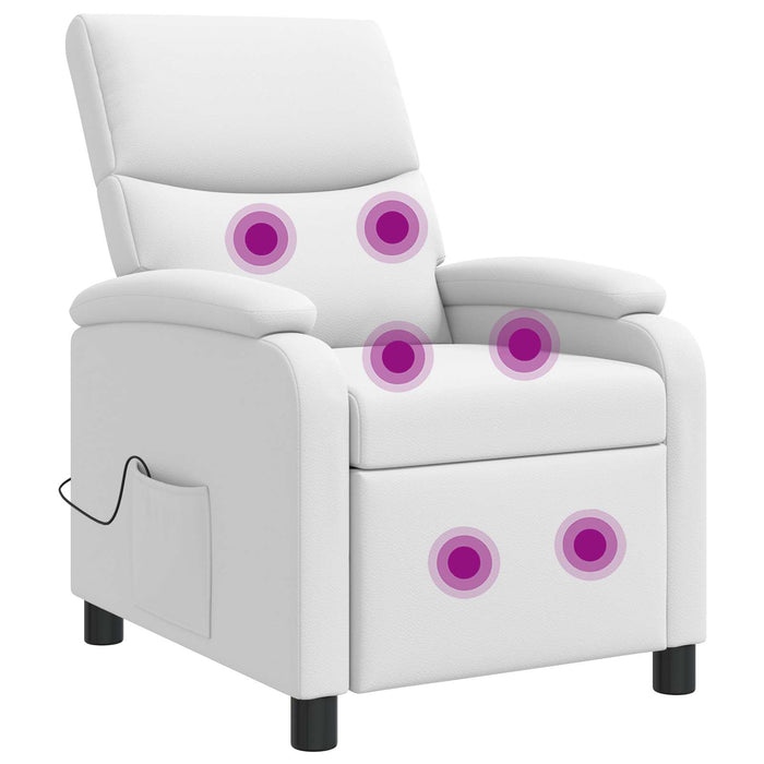 Reclinabil cu masaj Alb Piele artificială WALTI