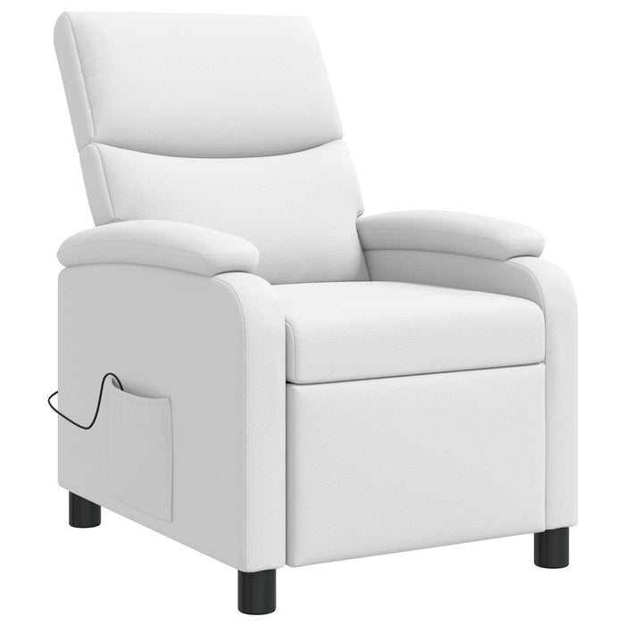 Reclinabil cu masaj Alb Piele artificială WALTI
