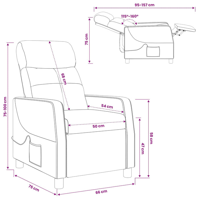 Reclinabil cu masaj Violet Țesătură WALTI