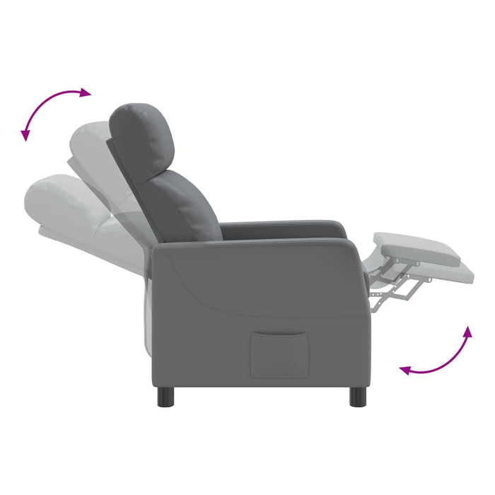 Fotoliu reclinabil Gri Piele artificială - WALTI WALTI