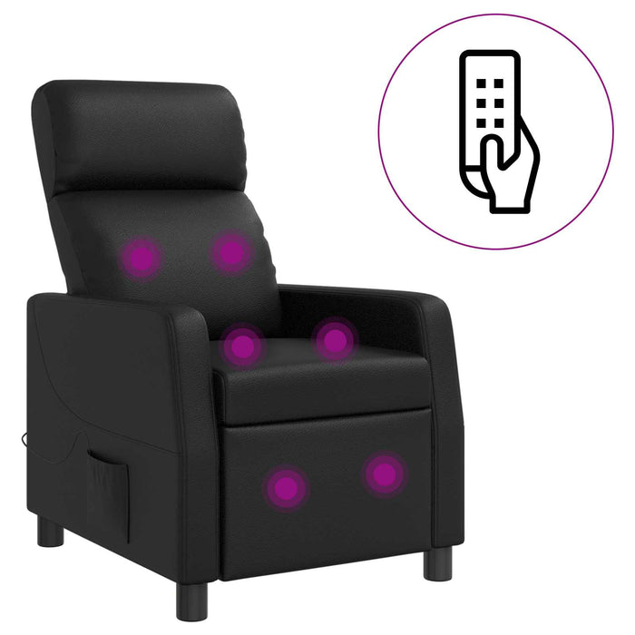 Reclinabil cu masaj Negru Piele artificială WALTI