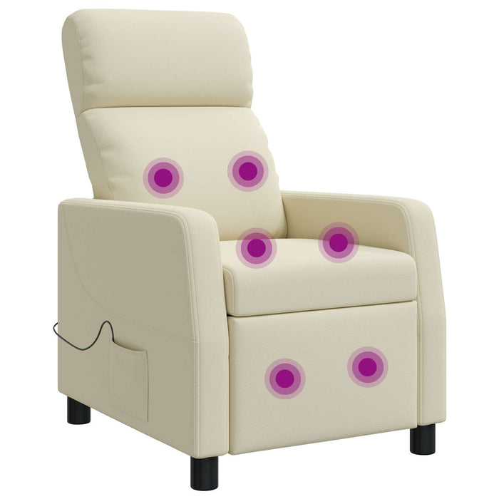 Reclinabil cu masaj Crem Piele artificială - WALTI WALTI