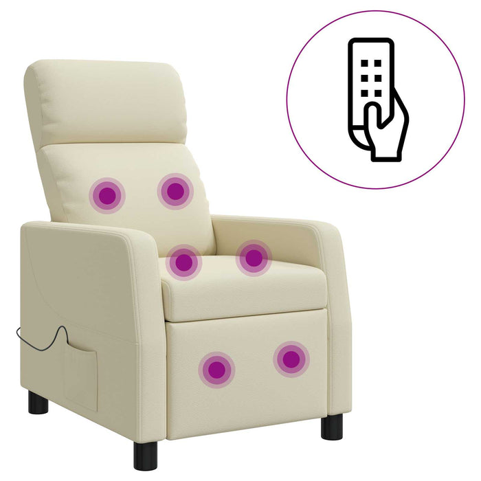 Reclinabil cu masaj Crem Piele artificială - WALTI WALTI
