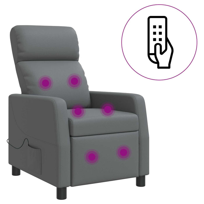 Reclinabil cu masaj Gri Piele artificială WALTI
