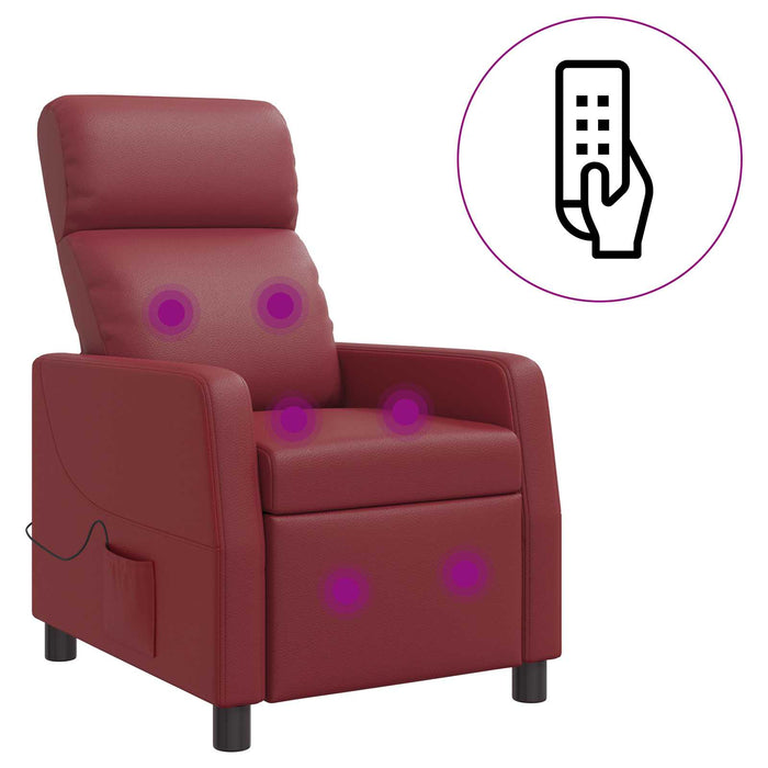 Reclinabil cu masaj Roșu Vin Piele artificială - WALTI WALTI