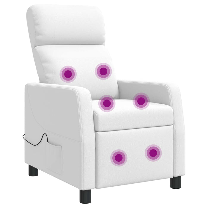 Reclinabil cu masaj Alb Piele artificială WALTI