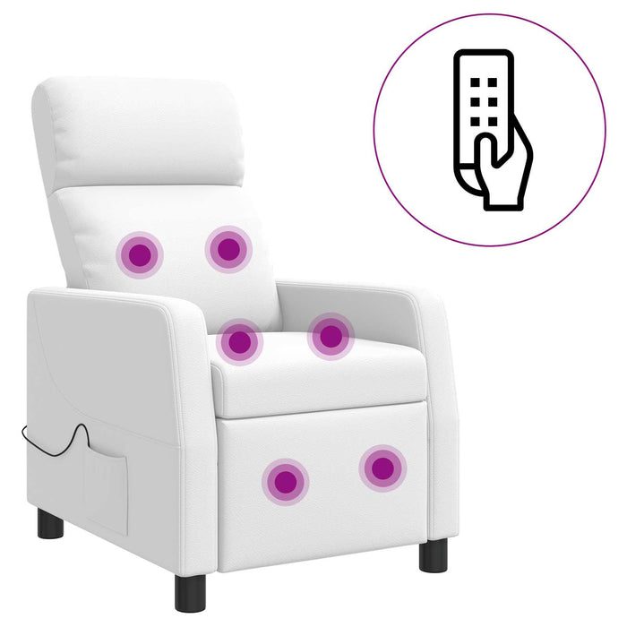 Reclinabil cu masaj Alb Piele artificială WALTI
