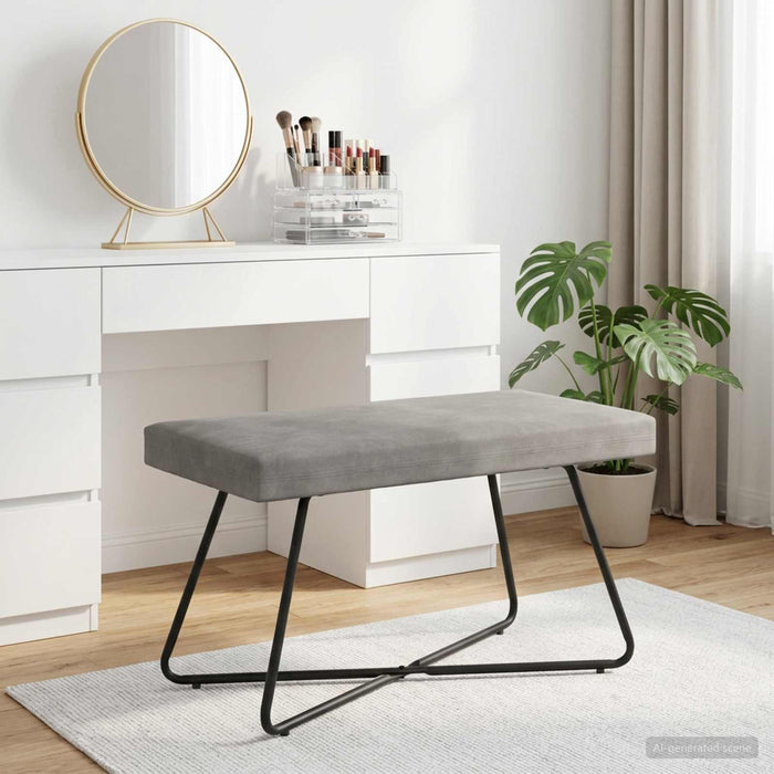 bancă Gri deschis 80 x 40 x 45 cm Catifea WALTI