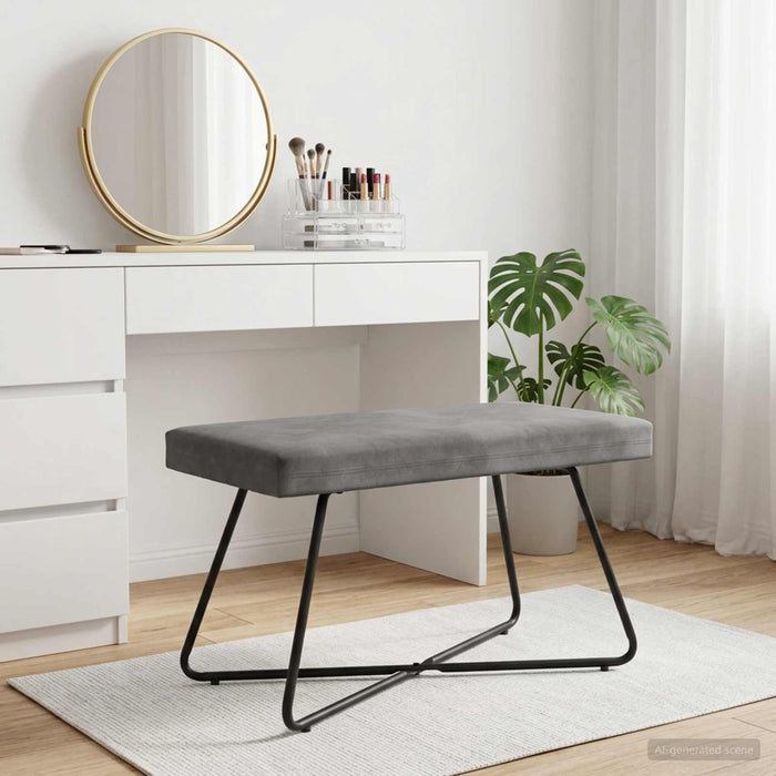 bancă Gri închis 80 x 40 x 45 cm Catifea WALTI