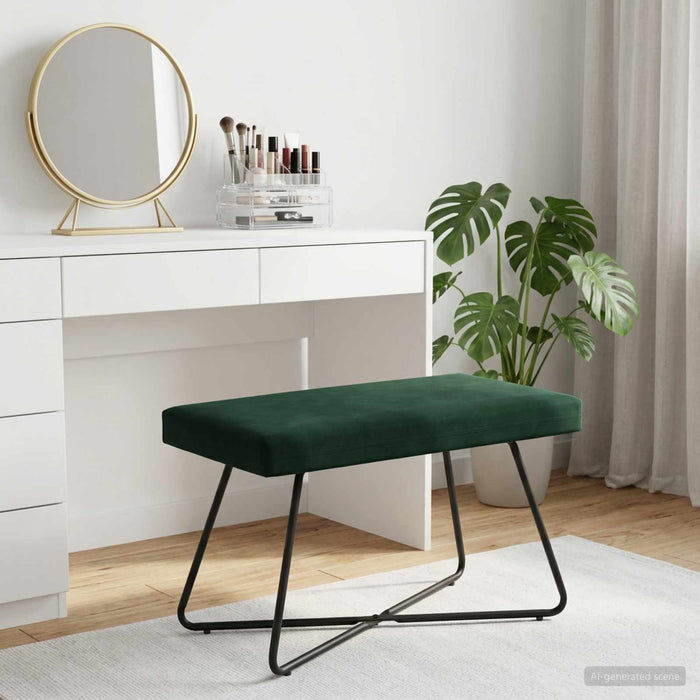 bancă Verde închis 80 x 40 x 45 cm Catifea WALTI