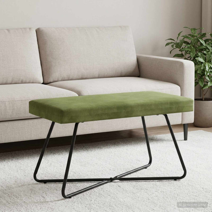 bancă Verde deschis 80 x 40 x 45 cm Catifea WALTI