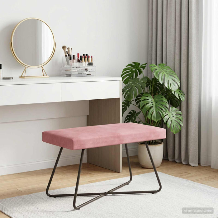 bancă Roz 80 x 40 x 45 cm Catifea WALTI
