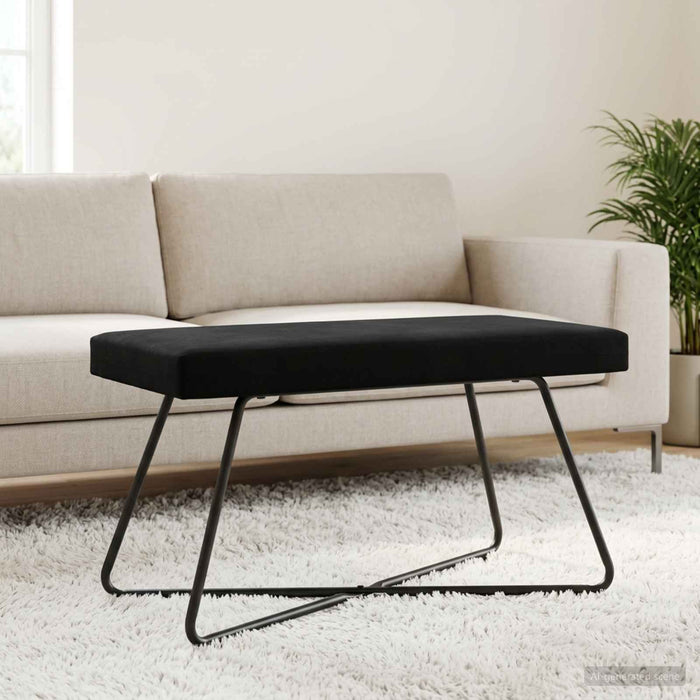 bancă Negru 80 x 40 x 45 cm Catifea WALTI