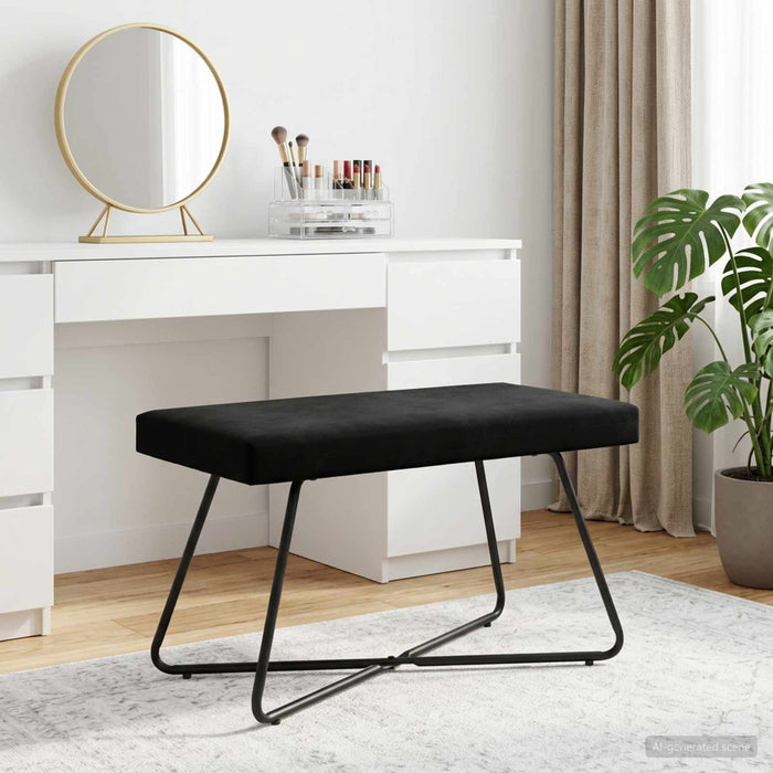 bancă Negru 80 x 40 x 45 cm Catifea WALTI